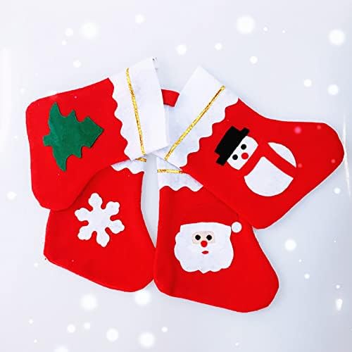 Божиќни чорапи камин суспензии Снег Дедо Мраз за декорација на снежни производи, божиќна празнична забава Декорација гроздобер стакло Божиќна