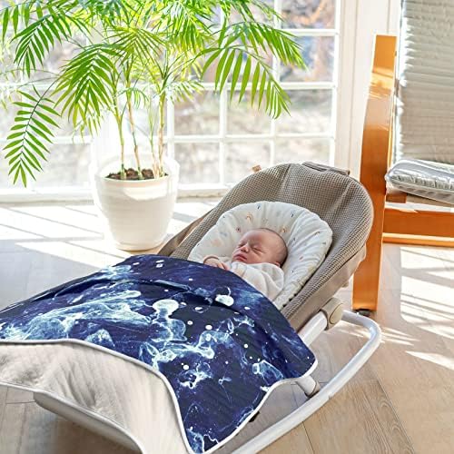 Swaddle Splash Splash Water Bave Babbles Уметнички дела Мејбл текстура памучно ќебе за новороденчиња, примање ќебе, лесен мек за тресење