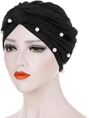 Бандана турбан череп капа за глава, завиткана хемо -капа, женски истегнат глава на глава за карцином, алопеција опаѓање на косата хиџаб