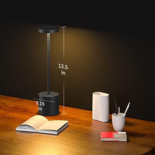 Jalvde безжичен LED ламба за предводена табела, 13,5 инчи модерни преносни ламби за биро за 3 нивоа, осветленост, 6000 mAh батерија со батерија
