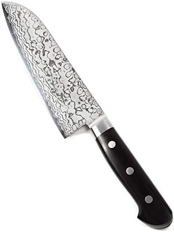 Сиосаку јапонски мулти-цел готвач нож засенчен Дамаск ВГ-10 16 слој црна рачка на пакауд, 6,5-инчен Сантоту 6,5-инчен