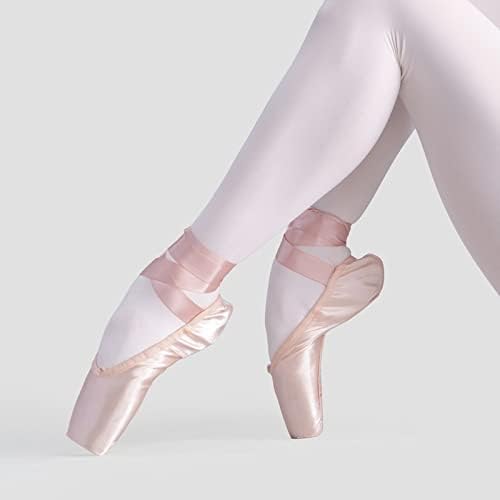 Cujux Професионален балет чевли Поинте девојки жени дами сатен балетски чевли со панделки
