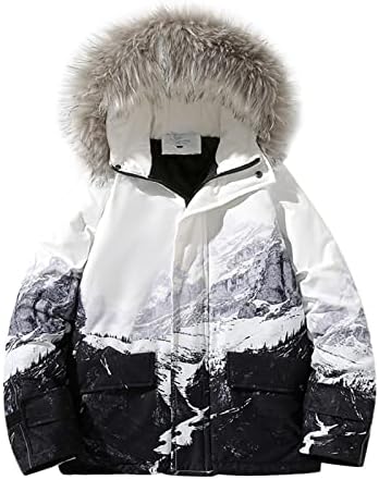 Јакна за машка есен и зимска палто, печатена јакна со долги ракави со качулка, топол патент палто плус големина значи