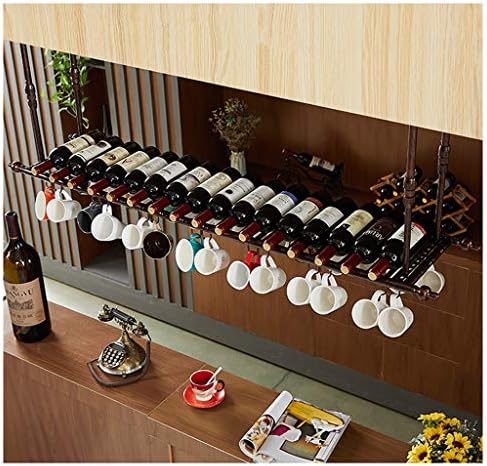 Gelisure Вино полица решетка таванот виси вино чаши држач за високи капацитети на кригла, инвертирани држачи за вино стакло, креативно уво