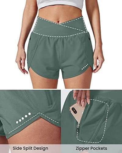 G4free женски водење шорцеви со џебови со патенти Брзи суви атлетски тренинзи за салата за салата со лагер