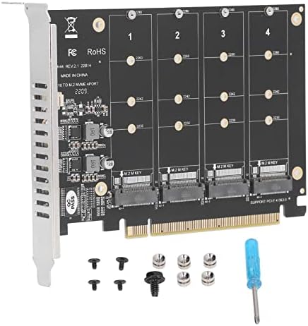 M.2 NVME SSD до PCIE X16 Адаптер, 4x32Gbps M.2 NVME SSD на PCIE 3.0 X 4 Порта за проширување на контролорот на порта со индивидуален LED индикатор