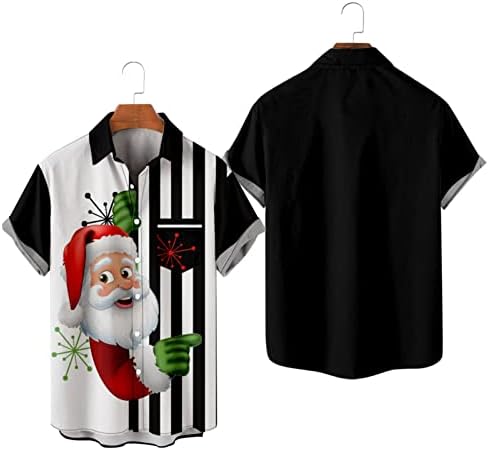 ZDDO Божиќно копче надолу кошули за машки краток ракав Смешен Божиќ Дедо Мраз печати за печатење на кошула за забави за дизајнер на кошула