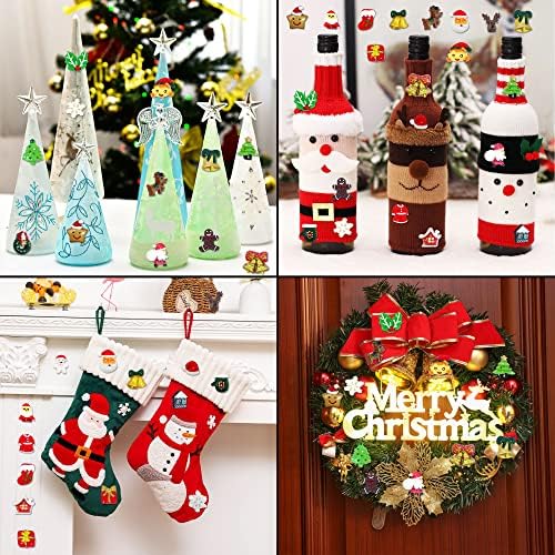 Honbay 50pcs смола рамен бек божиќен занаетчиски украси Свети Санта Снежаман дрво Bellвонче, елени, костуми од бонбони трска за