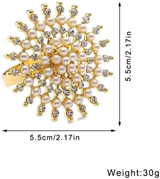 Цветниот бисер на лисја ринг -салфетка прстен метал кристален држач за салфетка за свадба Божиќна забава трпеза