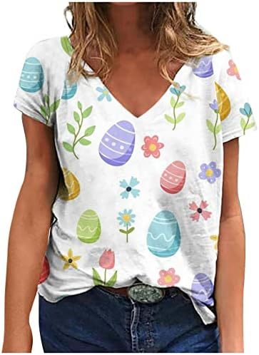 Дами ракав памук екипаж v вратот цветна блуза маица симпатична животинска зајаче костум костуми блуза тинејџерски девојки 2o