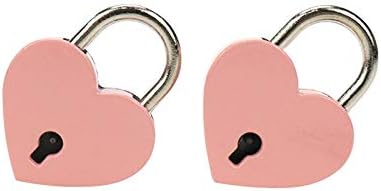 LC lictop розова мала метална метална форма во форма на срцево мини -заклучување со клуч за кутија за складирање на кутии за складирање на кутии за дневник за дневник 2 п