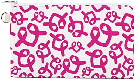 Свесност За Рак На дојка Розова Лента Платно Монета Чанта Торбичка Промена Паричник Шминка Торба Смешни Печати Пари Организатор За Патување Канцеларија