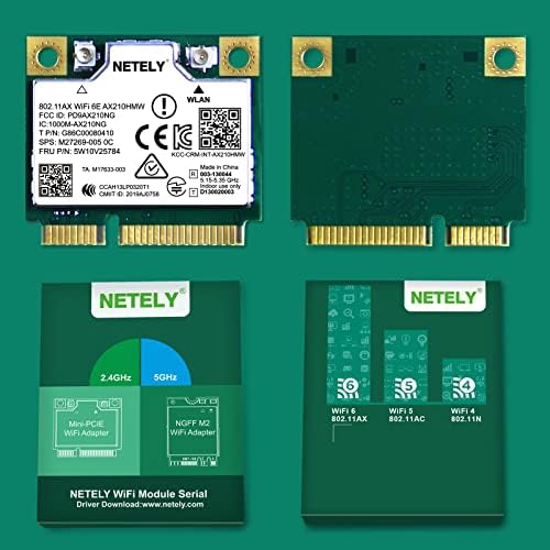 NEWTILE 802.11AX WiFi 6E AX210HMW Mini-PCIE интерфејс WiFi адаптер-WiFi 6E 5400Mbps мрежна картичка со WiFi аудио адаптер