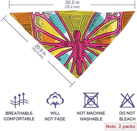 2 пакувања кучиња бандана за миење плоштад куче Керчиф куче Бибс за девојчиња и момче пеперутка црна портокалова линија цртање