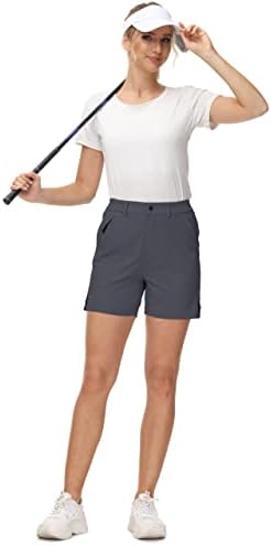 Hartpporенски женски голф шорцеви Брзо суво истегнување 5 инчи обични летни шорцеви со џебови отпорни на вода