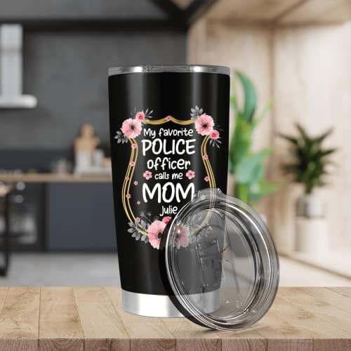 Персонализиран Тумблер на Каланарам, Прилагодено име мојот омилен полицаец Повикај ме мајка Цитат, подарок за жени Мајка на роденден, употреба