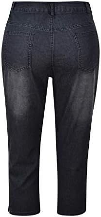 Honprad женски панталони за работен бизнис случајни XXL жени Jeanан панталони со должина на тексас тенок висина од половината на телето