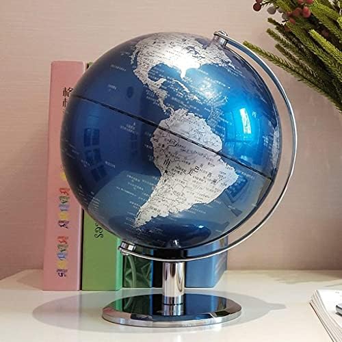 Gooffy World Globe Latitude Lounditude World Desk Globe With Chrome Metal Base Stand и висока јасна мапа Земја на земјиште за домашна