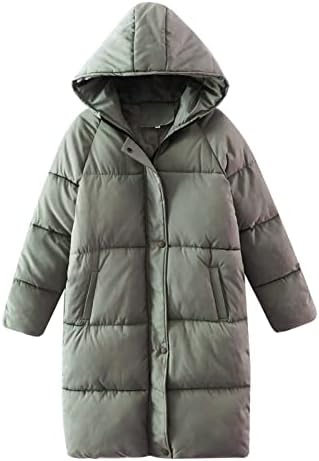 Prdecexlu надворешна зимска пуферска јакна за жени целосен ракав обичен палто со долги удобни цврсти качулки со нож памук памук