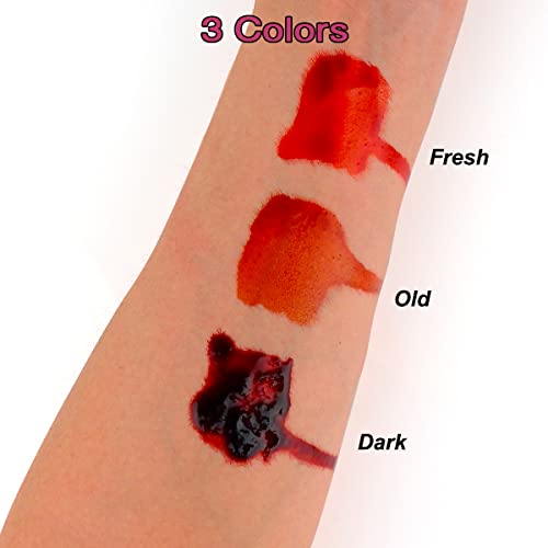 Depvision Fake Blood 2 Oz X 3 Бои постави свежа стара темна рана за специјални ефекти рана водоотпорна професионална уметничка шминка илустратор на кожата, бела, свежа, чиста