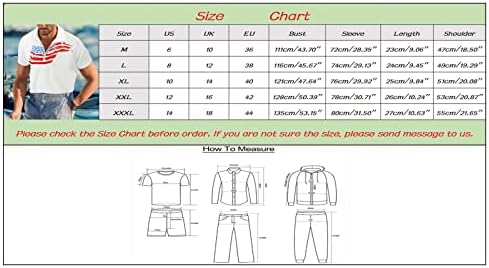 XXBR Машки кратки ракави за кратки ракави Поло кошули од четврт-зип-zip секојдневно вклопување V вратот маица Денот на независност на денот дизајнирани врвови на кошул