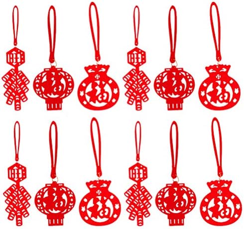 Kesyoo 48pcs пролетен фестивал не-ткаени висини за новогодишни распоред на сцената декори за приврзоци на ѓердан