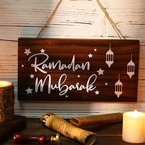 Рамазан украс Рамазан виси знак Рамазан Вуд знак Рамадан Карем декорација Ислам Рамадан дрвена висечка плакета знак Дрвен другар