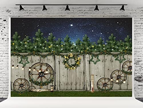 20x10ft Божиќна дрва ограда Фотографија Позадина шума ноќта starвездени позадини за забавен банер декор Фото штанд