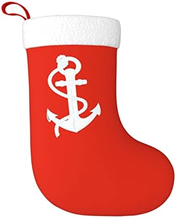 Yoigng бело наутички сидро Божиќно порибување Божиќни чорапи Класичен празник Декорација камин виси чорап