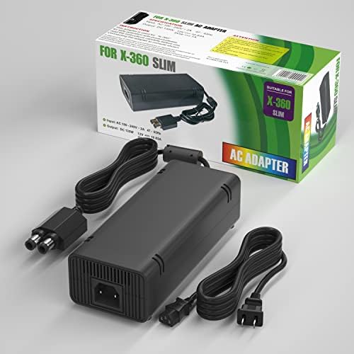 Замена На напојување Со удирање За Напојување Xbox 360 Тенок Напојување, Надградено Напојување Со Адаптер За НАИЗМЕНИЧНА СТРУЈА[Напредно Тивко Издание] Со Вентилатор