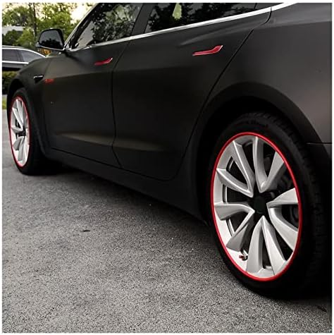 Вендата на тркалата за автомобили. Компатибилен за Tesla Model 3 2017 2018 2018 2019 2020 2021. 4PCS гумен раб за заштита на прстенот за прстен лента за трим додатоци