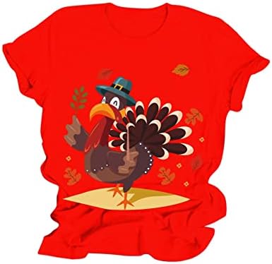 Денот на благодарноста на Денот на благодарноста, печатено кратки ракави, екипаж на вратот на вратот, врвни долги маички кошули