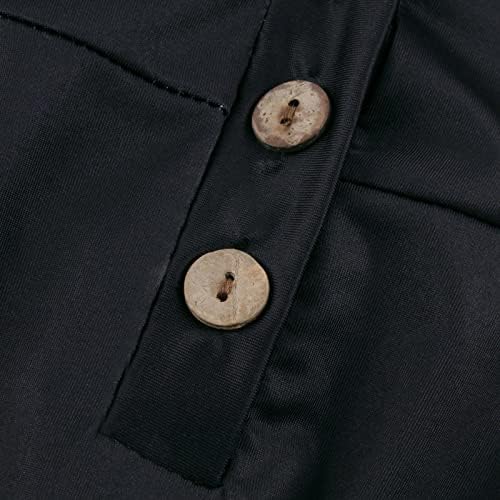 Женски врвови на туника 2023 летни скриени маици за кратки ракави со кратки ракави, симпатична боја блок Хенли кошули, облечени