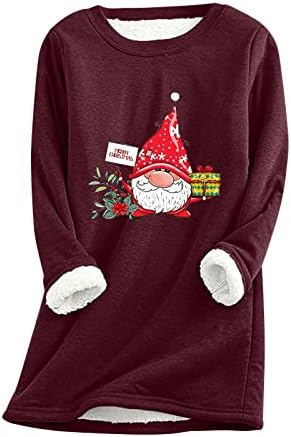Џемпери за џемпери за жени за задебелување кошули за задебелување Среќен Божиќ опуштена блуза за завиткување за жени