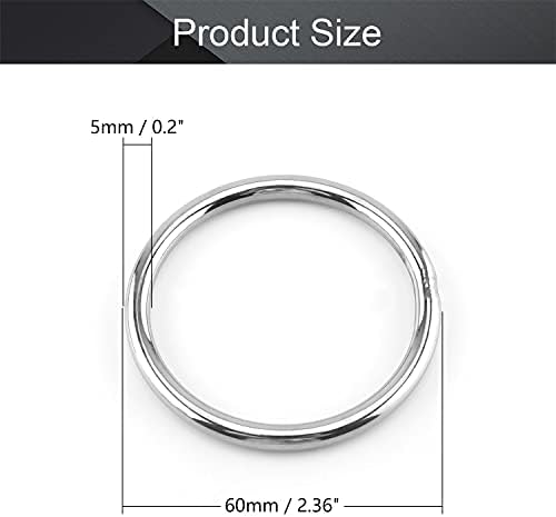 MROMAX 10PCS 201 Не'рѓосувачки челик О прстен 2.36 ОД x 0,2 Дебелината лента за заварување на заварени тркалезни прстени 60мм х