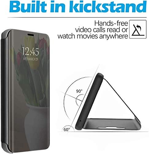 Z Fold 4 5g Случај Компатибилен Со Samsung Galaxy Z Fold4 5g Мобилен Телефон Случај Со Kickstand, Pu Кожа, Јасен Поглед Огледало Флип Капак Заштитен Капак Отпорен На Удари За Samsung Z Пати 4 5