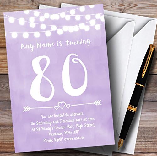 Виолетова Јоргована Светлина 80-Ти Персонализирани Покани За Роденденска Забава