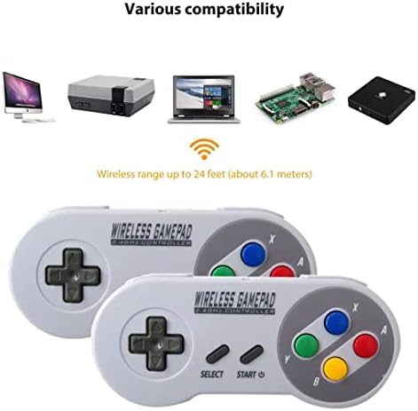 2 Пакет 2.4 GHz Безжичен Gamepad Контролер За SNES Класична Верзија /СФЦ Класична Верзија СО USB Безжичен Приемник може Да Игра За