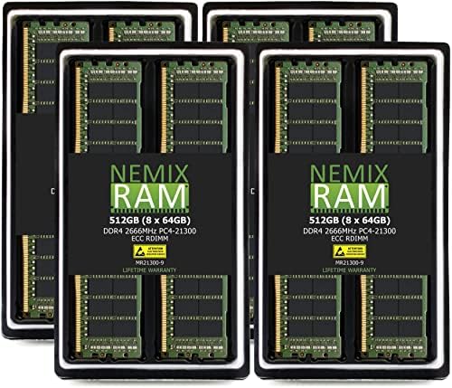 НЕМИКС RAM МЕМОРИЈА 512GB DDR4-21300 PC4-2666 4RX4 ECC RDIMM Регистрирана Надградба На Меморијата На Серверот За Dell PowerEdge R440 Rack Сервер