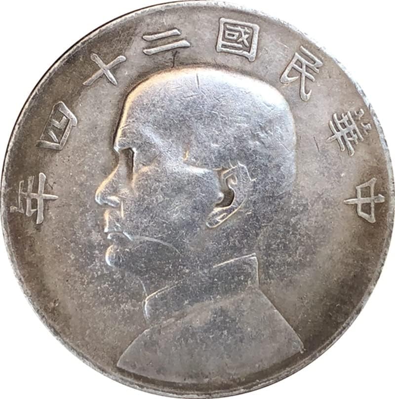 Антички Монети Антички Сребрен Долар Колекција На Ракотворби Од Еден Јуан Во Дваесет И Четири Години На Република Кина