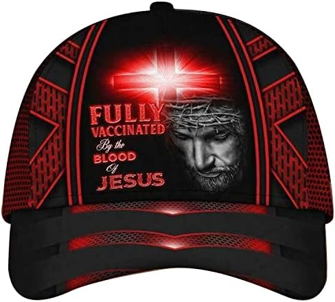 Исус Црвено светло крст целосно вакциниран од крвта на Исус Бејзбол капа Исус вкрстена црвена јаглерод безбол капа
