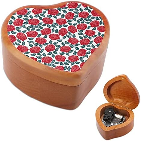 Роуз цветни пошумени музички кутии Гроздобер врежана срцева музичка кутија подарок за Божиќ за роденден на годишнината од вineубените