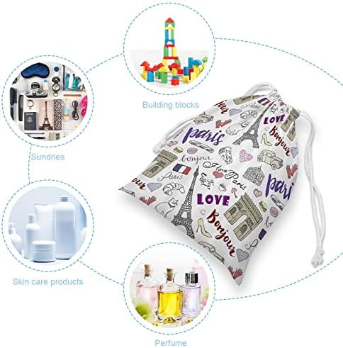 Ја Сакам Париз Платно Торба За Складирање Торба За Влечење За Повеќекратна Употреба Торбичка Торбичка Торба За Намирници За Домашно Патување