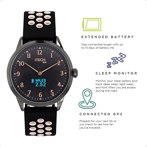 ITECH Duo Smartwatch Фитнес Тракер Чекор Контра Спиење Монитор Поврзани GPS Известувања За Жени и Мажи До 10 Ден Батерија Компатибилен