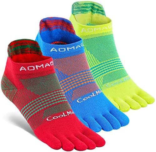 Аомагични шарени чорапи за пети за жени мажи Атлетик трчање со пет прсти, мека удобност, влага за влага, лесна