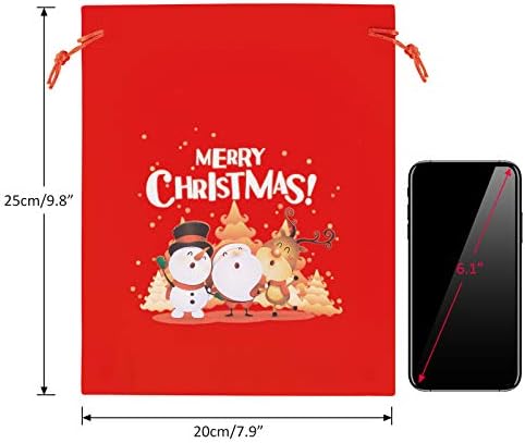 Алвенто Божиќни Торби за Подароци 5 парчиња Фланелна Мала Торба Со Врвка Со Средна Големина Добра За Божиќни Забави