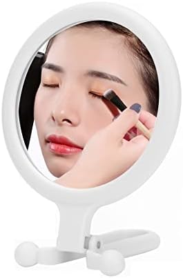Огледало со двострана шминка на Нофанер, 10x зголемувачки рачно огледало Рачно козметичко огледало со рачка за преклопување за рачна,