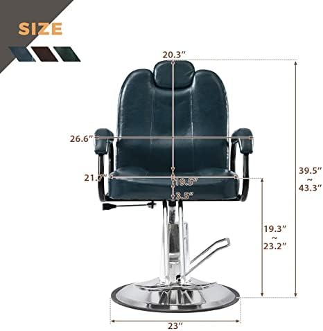 Заборо хидрауличен подигнат лежерен стол, задниот прилагодлив бербер стол со тешка пумпа и метална потпирач за нозе, вртлив стол со пошироко седиште за спа-простор