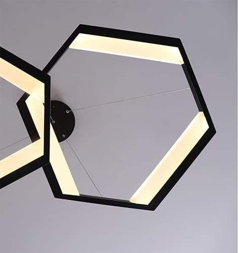Litfad 3 нивоа метални хексагон тавански приврзоци светло современа интегриран LED црн лустер модерна LED висечка осветлување за дневна соба