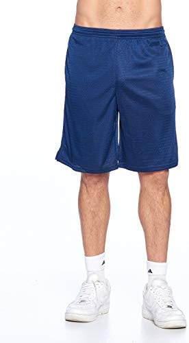 Progo USA Машка атлетска влага за влага долга мрежа кратки панталони со две странични џебови